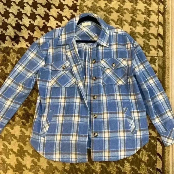 NWOT Blue Thick Flannel Jacket - Picture 1 of 4